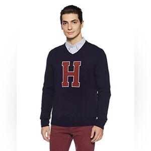 Tommy Hilfiger Y2K Era Varsity Sweater Men’s XXL Navy Red 100% Cotton Preppy